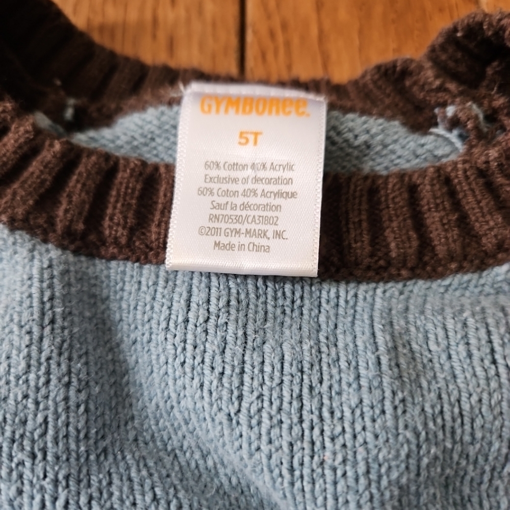 Gymboree Winter Moose Brown Blue Pullover Sweater Boys Sz 5t - Picture 3 of 3
